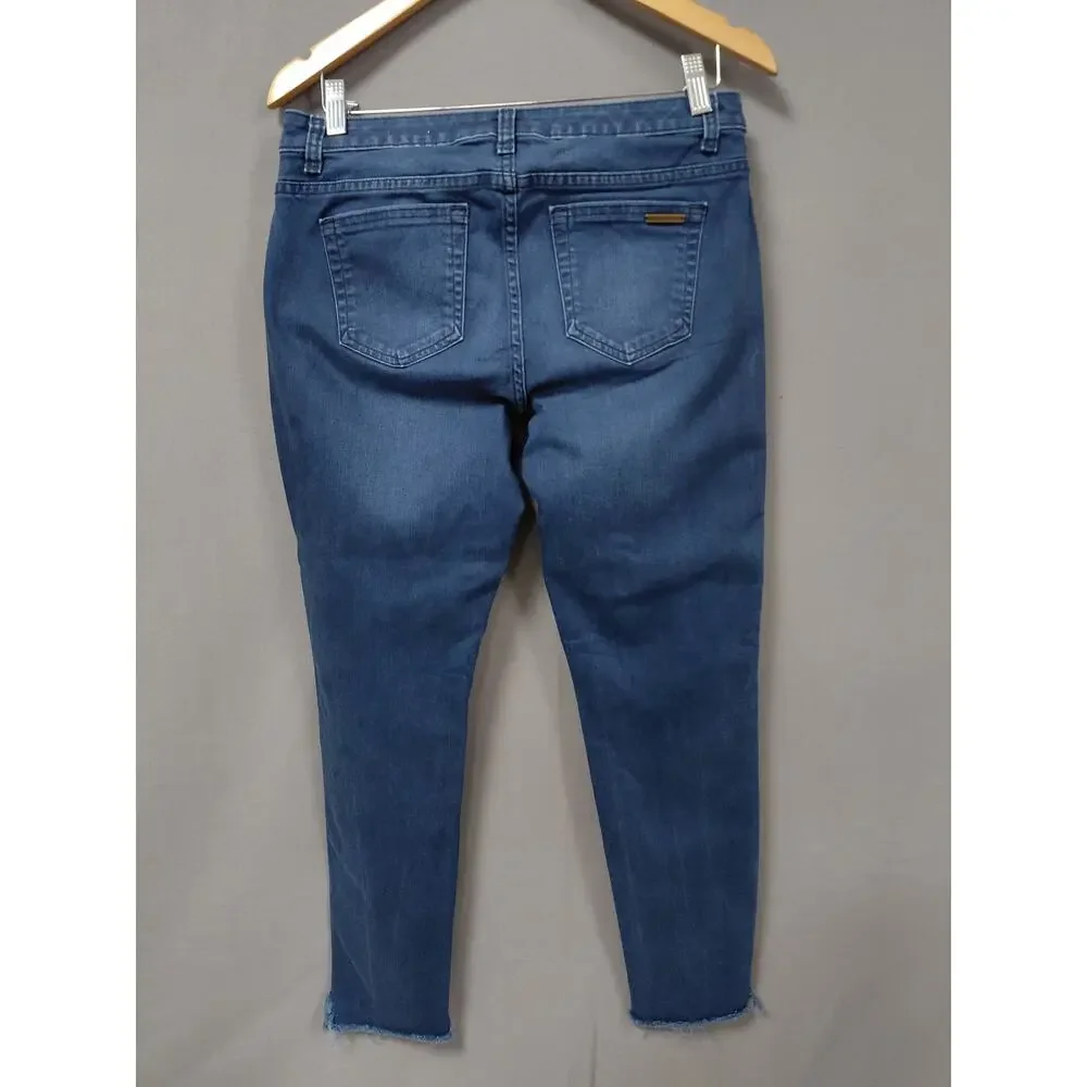 Michael Kors Blue Raw Hem Skinny Medium Wash Denim Jeans Women Size 4